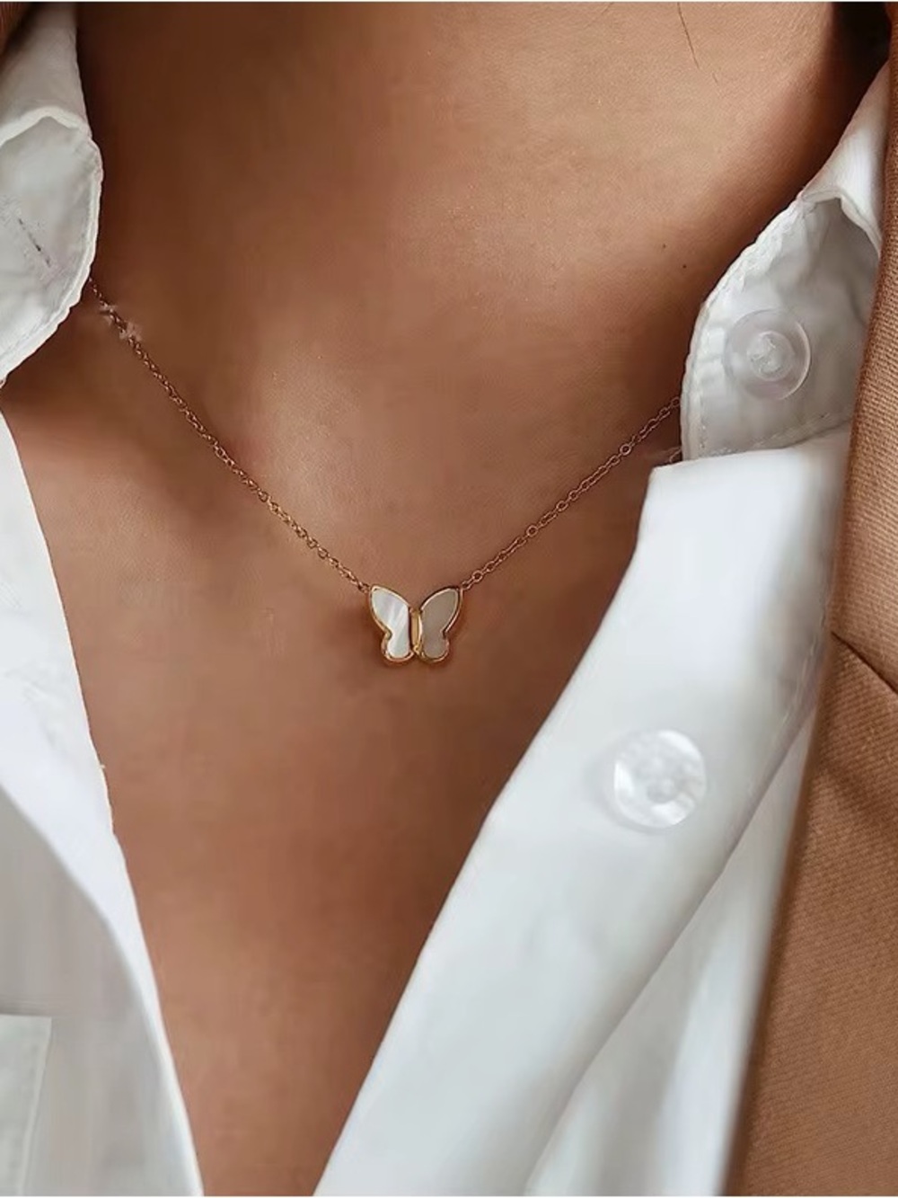 18K Gold Plated Butterfly Pendant Necklace - Picture 10 of 11